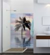 Beach and palm tree in the sunset - tile mural