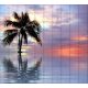 Tile mural - Beach and palm tree in the sunset