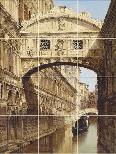 ceramic tile mural with bridge of sighs venice canal scene