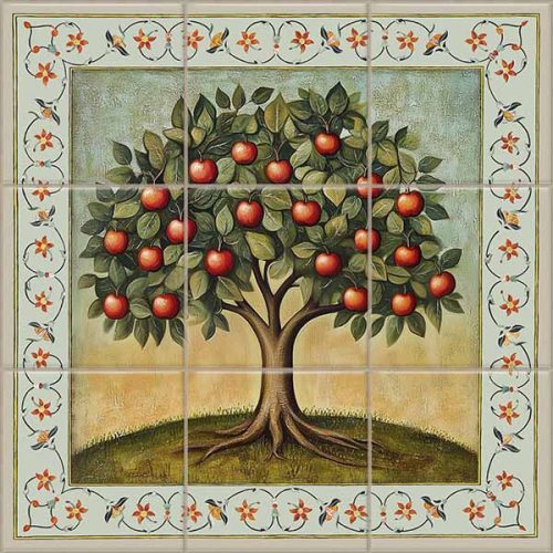 Ceramic tile mural - apple tree