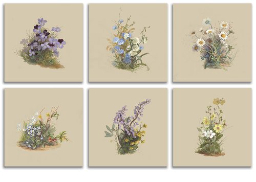 Csempe szett - mezei virágok (6 db csempe) 