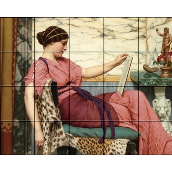 Ceramic tile mural - Woman with drawing board  Ceramic tile mural - Woman with drawing board