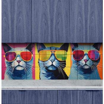 Ceramic tile mural - pop art -woman face
