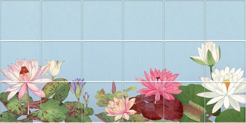 Csempekép mozaik - lótuszvirágok