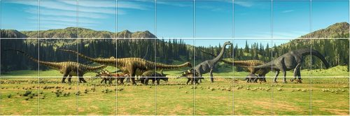 Konyhai csempe mozaik - dinoszauruszos csempe