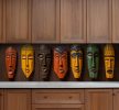 African masks tile mural