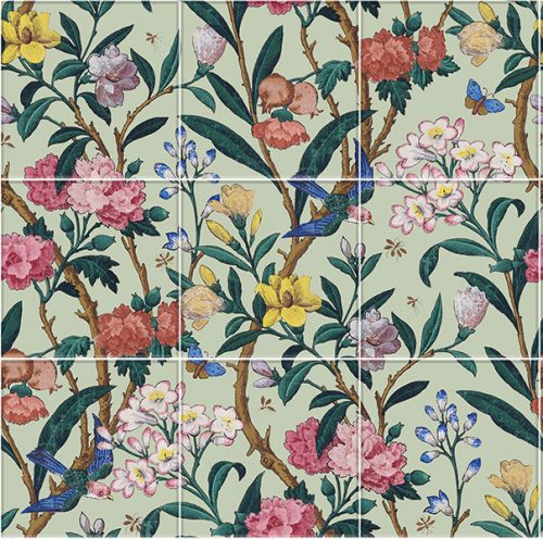 Floral tile mural - vintage flower pattern II.