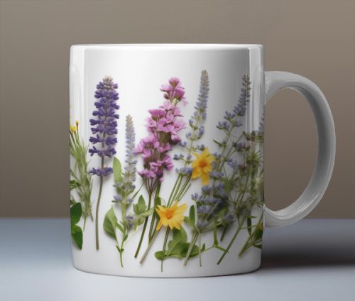 3D virágmintás bögre