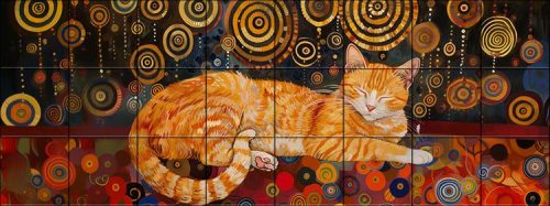 Ceramic tile mural - Cats and dogs II.