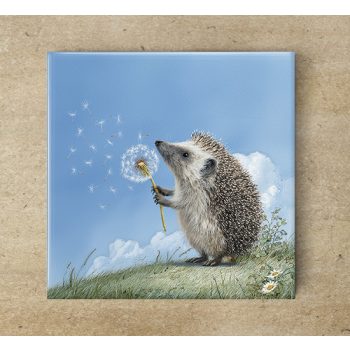Tile trivet - wildlife -hedgehog II.  Tile trivet - wildlife -hedgehog II.