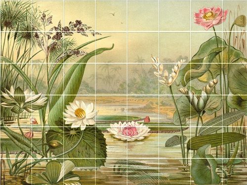 Tóparti csendélet - fürdőszoba csempe mozaik (160x120 cm)