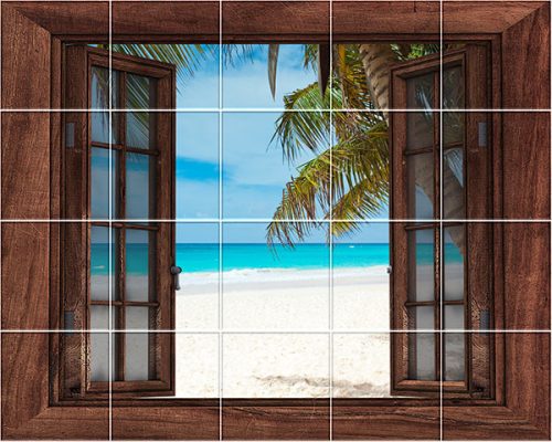 Tile mural - View at the beach