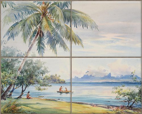 Csempe tahiti halászok mintával