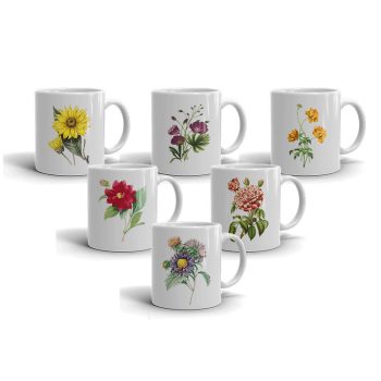 Mug set Set of 6 mugs with flower motif