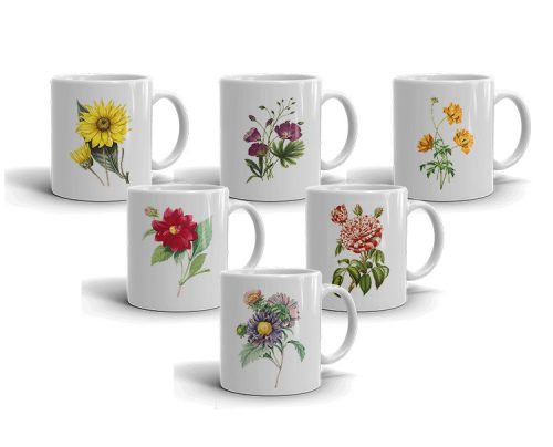 Mug set Set of 6 mugs with flower motif