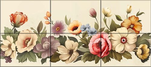 Vintage virágok - mozaik csempe (136x45cm)
