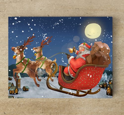 Ceramic-tile-santa-on-sleigh