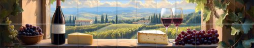 Ceramic tile mural - drink - Wine tasting table 