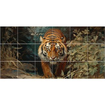 Tile mural - wildlife -tiger II.  Tile mural - wildlife -tiger II.