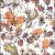 Decorative ceramic tile mural with cotton flowers, oak leaves, and acorns in warm autumn tones