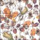 Decorative ceramic tile mural with cotton flowers, oak leaves, and acorns in warm autumn tones