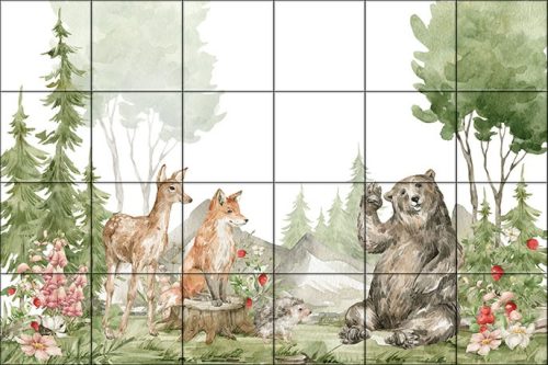 Erdei állatok II. - mozaik csempe (91x60cm)