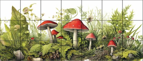 Ceramic tile mural - mosses and mushrooms 
