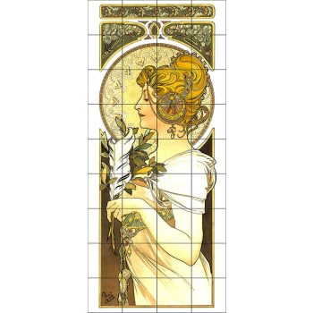  Alfons Mucha szecessziós csempe (75 x 60 cm)