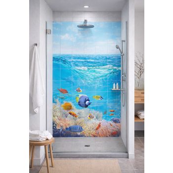 Shower Tile mural with colorfull fish