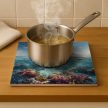 Tropical island wirh coral reef - ceramic tile trivet