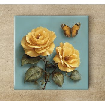 Yellow roses - ceramic tile trivet