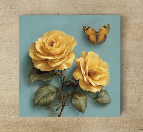 Yellow roses - ceramic tile trivet