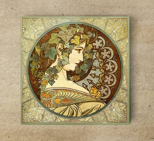 Ceramic tile mural - Mucha - face of a lady