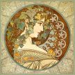 Ceramic tile trivet - Mucha - face of a lady