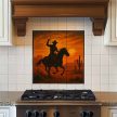 Ceramic tile mural - cowboys