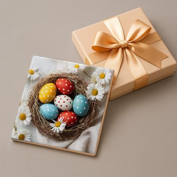 Dotted Easter eggs - tile trivet