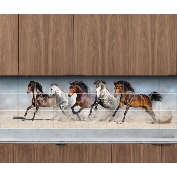 Ceramic tile mural - horses, Mustangs