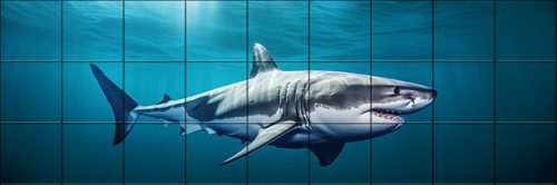 Tile mural - water world - Great White shark