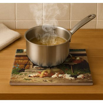 Ceramic tile trivet - farm - piglets II. 