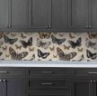 Vintage-style ceramic tile mural with butterflies in natural tones