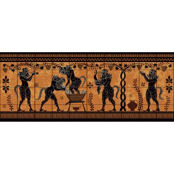 Tile mural - scene of an antique mediterrain culture  Tile mural - scene of an antique mediterrain culture