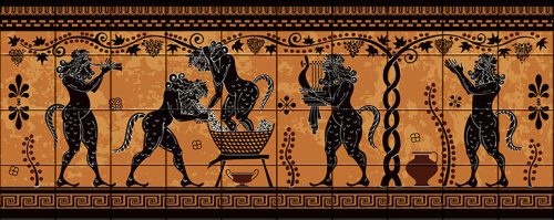 Szőlő szüret - antik görög jelenetes csempe (150x60cm)