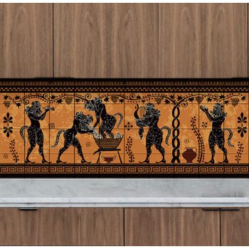 Szőlő szüret - antik görög jelenetes csempe (150x60cm)