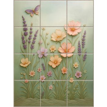 Csempekép mozaik - tavaszi virágok