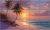 ceramic tile mural with tropical sunset and palm trees