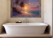 ceramic tile mural with tropical sunset and palm trees