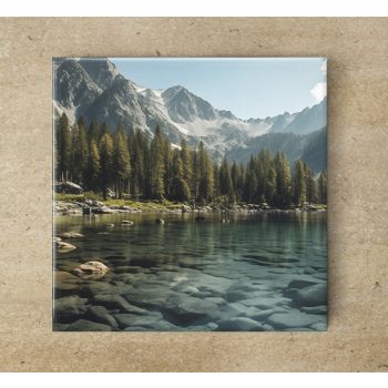 Lake and mountains - ceramic tile trivet