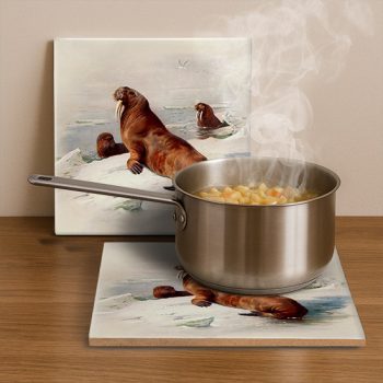 Tile trivet - water world -walrus 