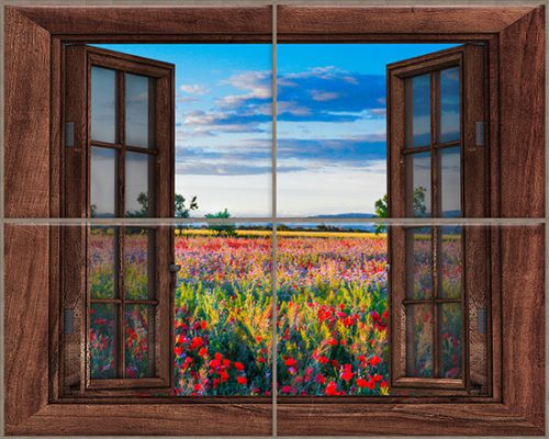 Tile mural - View at the poppy field