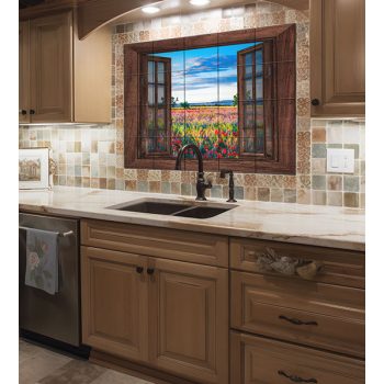 Tile mural - View at the poppy field